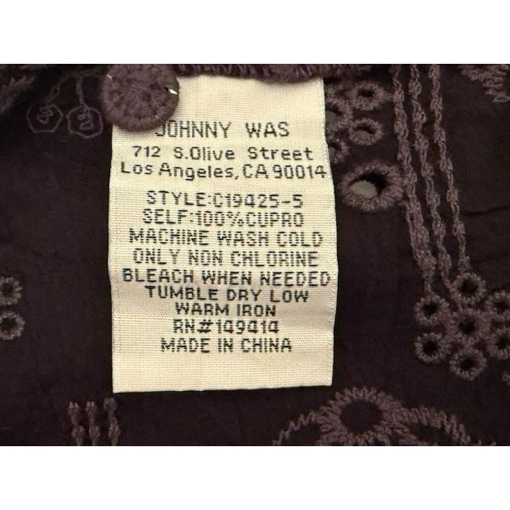 Johnny Was Women The Audrey Blouse Size Extra Large Black Short Sleeve Button Up - Picture 10 of 11